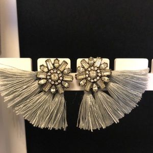 Silver crystal fan earrings